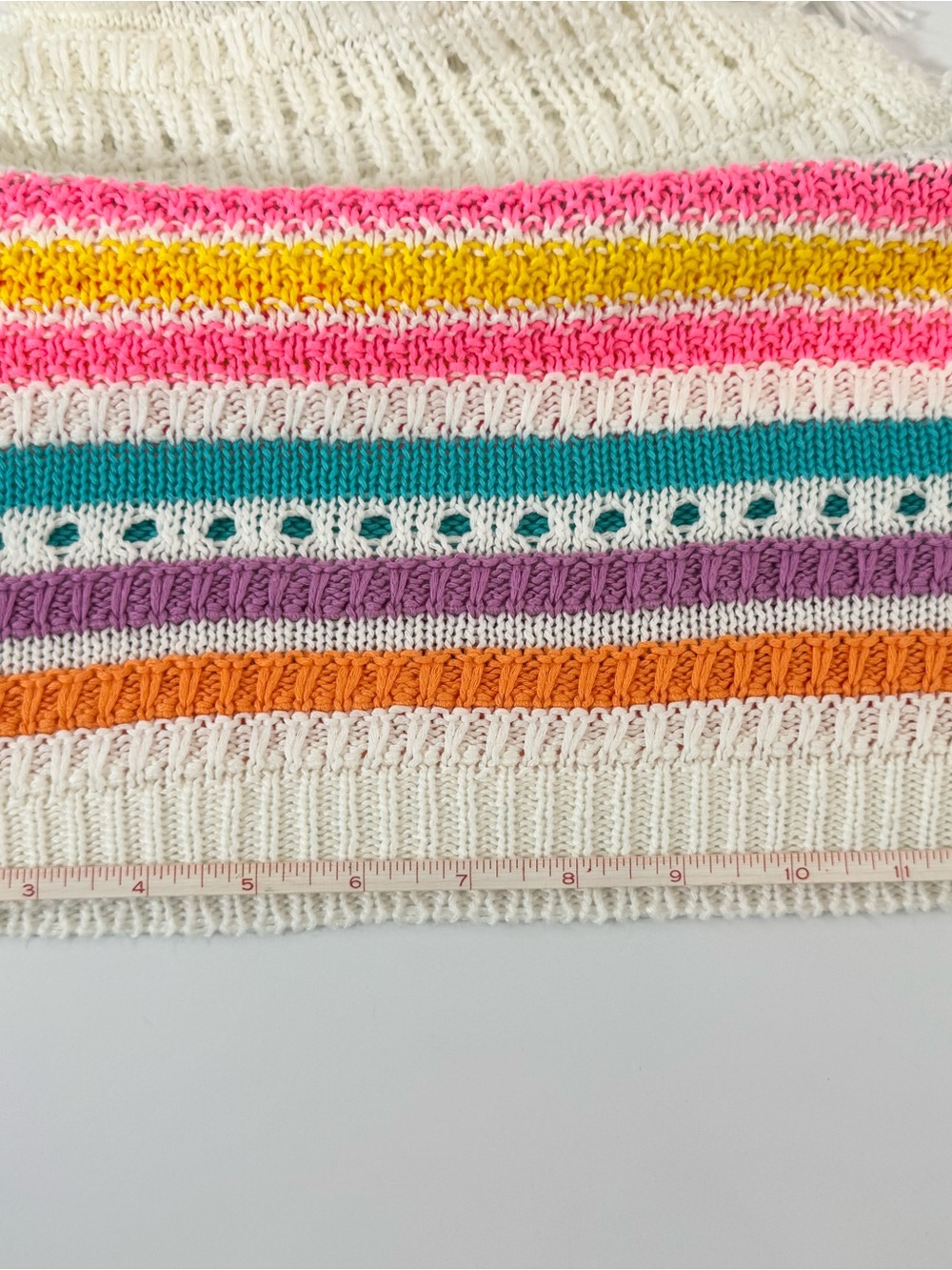 Crochet Halter Crop Top with Multicolor Stripes - White - Picture 8 of 14